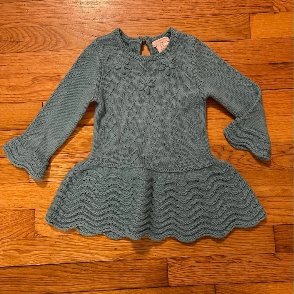 EUC Catherine Malandrino | Teal Sweater Dress with Pearl Closure |